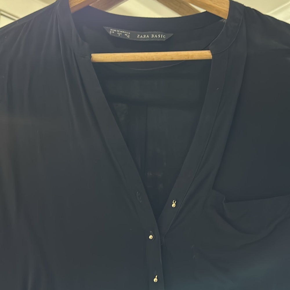 Zara Basic Black Button-Down Blouse - image 3